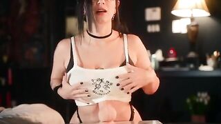 A big titty goth girl plays with her new toy from Adam & Eve