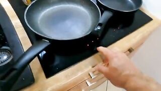 Bad Volodya fucks Asian rice in the kitchen, it’s his way of making it