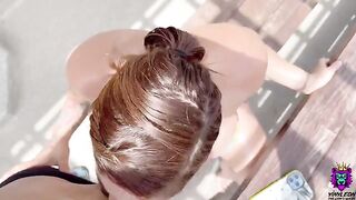 Busty Latina gets convinced on the rooftop for a sucking and fucking session