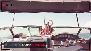 Busty MILF fucked on the yacht by a young guy with big dick