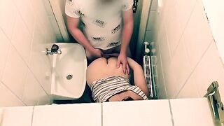 Tinder date turns into a hot quickie in a restaurant toilet