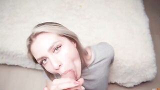 Deep blowjob with a hot babe and a great cumshot on her tits