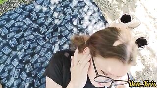 A cute schoolgirl gets a lot of warm cum on her face and hair in this exclusive compilation