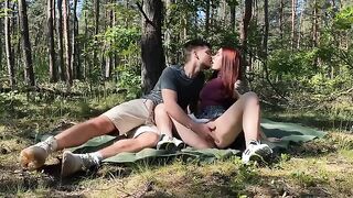 Passionate amateur couple LeoKleo making love right in the park during a picnic