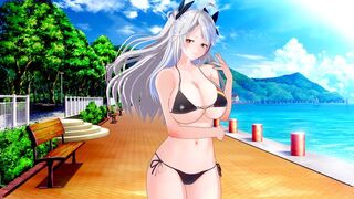 Hentai waifu Prinz Eugen gets her pussy railed in POV style