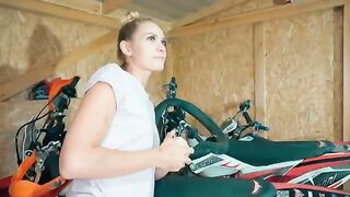I fixed my motorcycle and fucked a hot slut in POV style