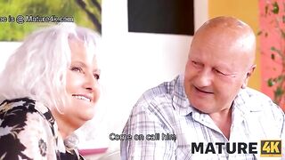 Guy bangs sexy MILF in front of her old husband