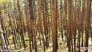 Brunette chick fucked in the woods by a guy with big dick