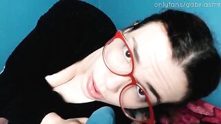 Redhead nerd gets her pussy eaten with her mom around