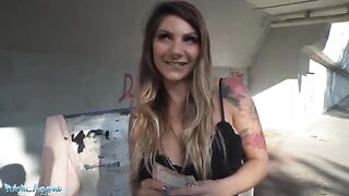 A nurse is waiting for the train and has sex with a stranger