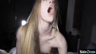 Skinny teen gets her pussy smashed by a huge dick in HD
