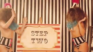 The clowns are having fun with Riley, Ryan, and Ruby in a playful setting