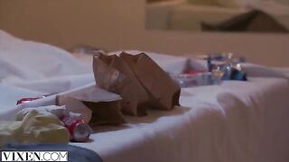 The little girl can't control herself when her boyfriend is away