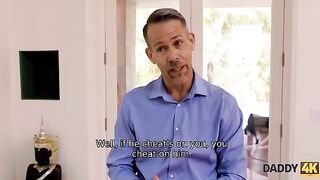 The beauty forgot her BF and had sex with his dad, just like a kinky fantasy