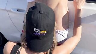 A wife gets banged and spitted all over by two guys on the Nevada desert road