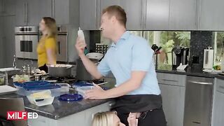 Hot housewife Rachael Cavalli serves a steamy dish to a lucky guy in this sizzling MILFED scene