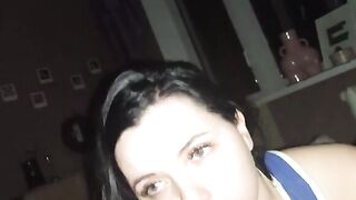 A cute brunette met a guy on Tinder and gave him a blowjob in a hotel room
