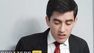 Two horny secretaries get fucked in the elevator by two guys until it gets fixed