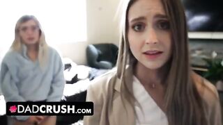 Two stepdaughters, Laney Grey and Minxx Marley, get disciplined by their stepdad in a taboo scene