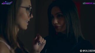 Costumed girls have Halloween fun with a big toy in this parody