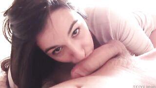 Skinny brunette babe gets her tight ass smashed by a huge fat cock in an intense session