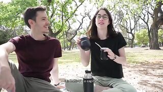 An amateur couple has a risky sex session in the park