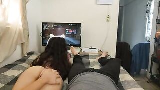 I fucked a gamer girl with big tits, showcasing my gaming skills first