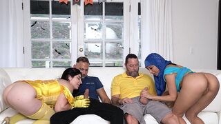 Two hot stepdaughters Keira Croft and Penelope Woods getting fucked