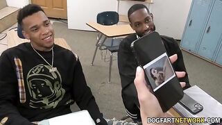 Kenzie Love gets her pussy railed by two black cocks