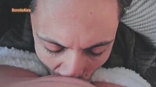 The guy caressed his sleeping wife in sexy pajamas, full of desire