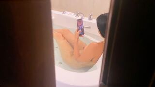Peeping at my sister in the Jacuzzi, then fucking her hard