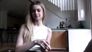 A tiny stepdaughter practices sex with her stepfather using a role play scenario