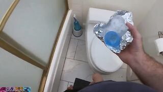 The stepmom helped the stepson to get a sperm sample using her ass and pussy