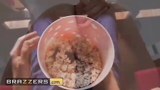 A hot ebony chick got banged in a weird place by Brazzers