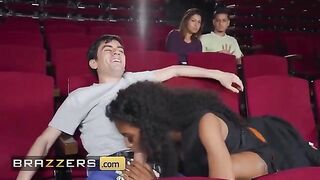 A hot ebony chick got banged in a weird place by Brazzers