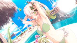 A beautiful girl is fucking with a young man in Genshin style