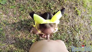 Beautiful Japanese girl has sex in outdoor place with tenderness