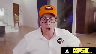 Jewelz Blu seduces the guys who came to fix the TV with her big tits