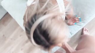 Best blue eyes blowjob and creamy pussy scene I've ever seen, featuring Littlebuffbabe