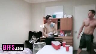 Two roommates woke up hungry, so they had to share the only thing they had - each other's cocks