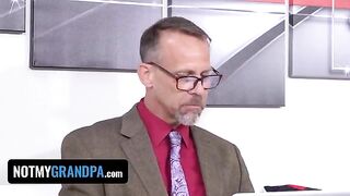 Redhead cutie Madi Collins gets screwed by old perv in a taboo roleplay