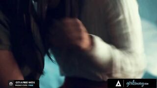 The nun tried to pray, but she was too horny for lesbian sex