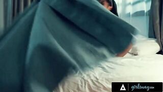 The nun tried to pray, but she was too horny for lesbian sex