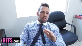The boss’s step-son fucked three sluts in an office orgy