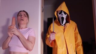 The couple shoots a scary movie at home, featuring blonde babe André Love