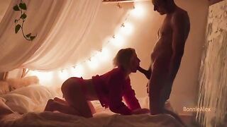 A pair enjoy intimate, passionate sex with a rough finish