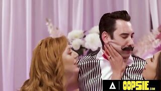 MILF Lauren Phillips and April Olsen play pin the sock on the cock in a steamy scene