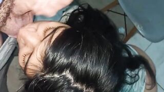 He sucks my cock and asks for ass sex, filling his mouth with milk