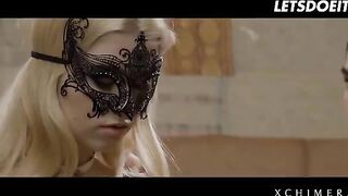 Luxury blonde Misha Cross gets her pussy railed by two cocks in a steamy scene