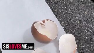 Step sister Dana Wolf bends over and shows her bubble butt in the kitchen